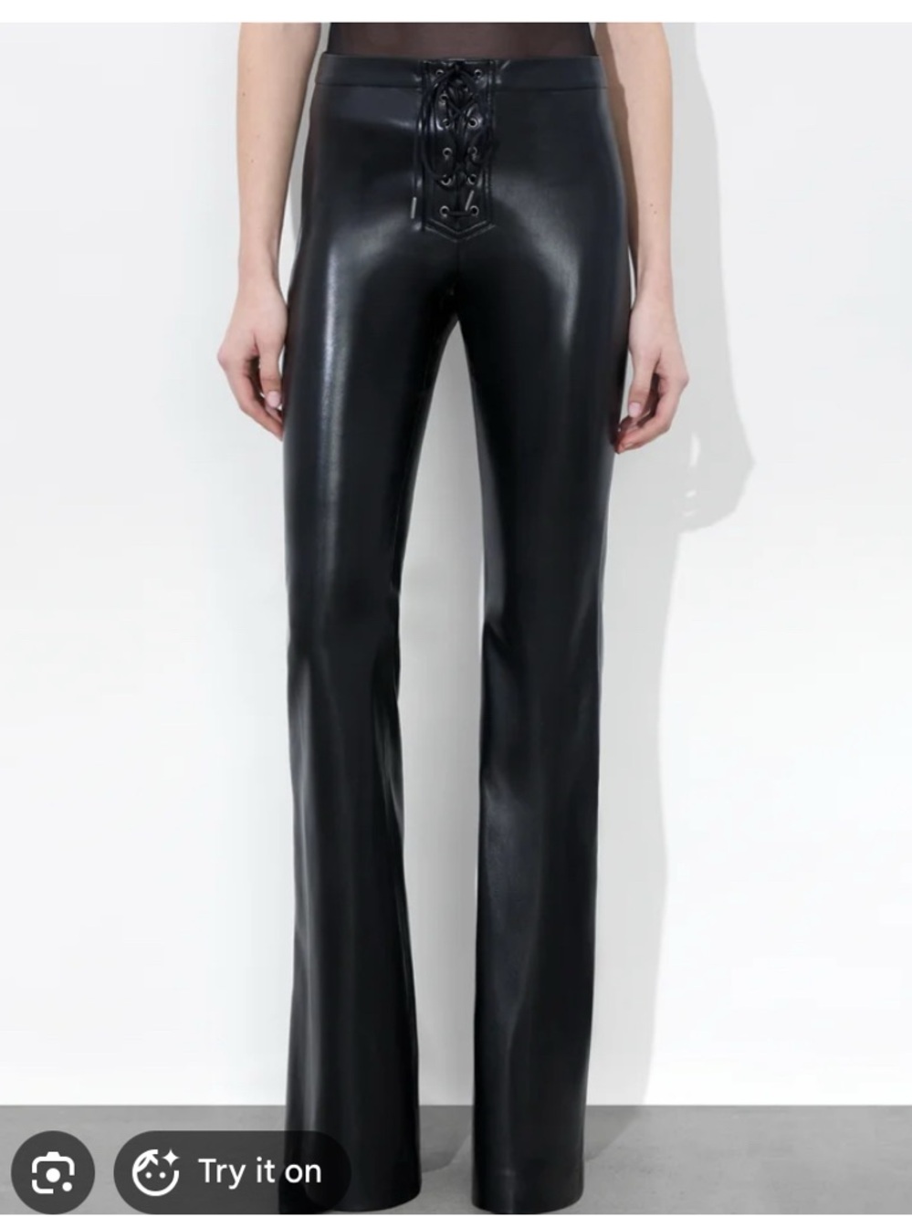 Alice + Olivia Leather Flare Pants